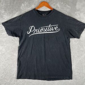 Primitive Skateboarding Shirt Mens Large Black Script Logo Graphic Skater Tee